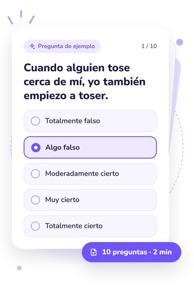 Test escala de amplificación somatosensorial: pregunta y respuestas Test escala de amplificación somatosensorial: tarjeta con pregunta