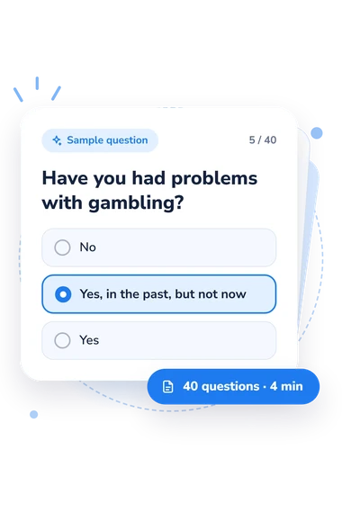 South Oaks Gambling Screen: answers to choose from South Oaks Gambling Screen (SOGS): sample question card