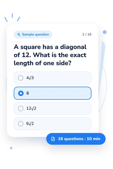 Special Right Triangles Quiz: sample question card