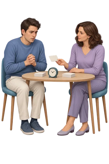 State-Trait Anxiety: she offers a card