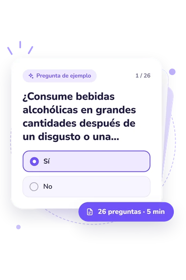 Cuestionario estandarizado A-test: tarjeta con pregunta