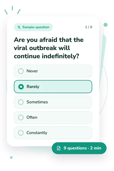 Stress and Anxiety to Viral: sample question card
