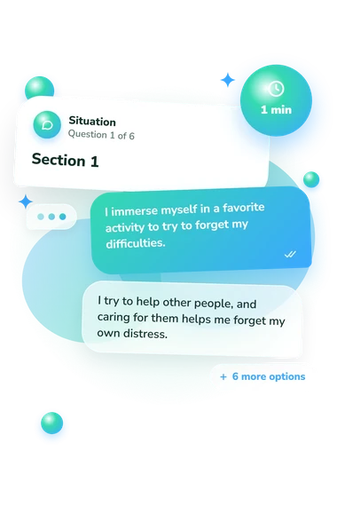 Coping Behavior Assessment (MDICS): situation and reply bubbles