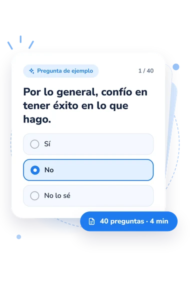 Test estudio de la autoestima: pregunta y respuestas Test estudio de la autoestima: tarjeta con pregunta