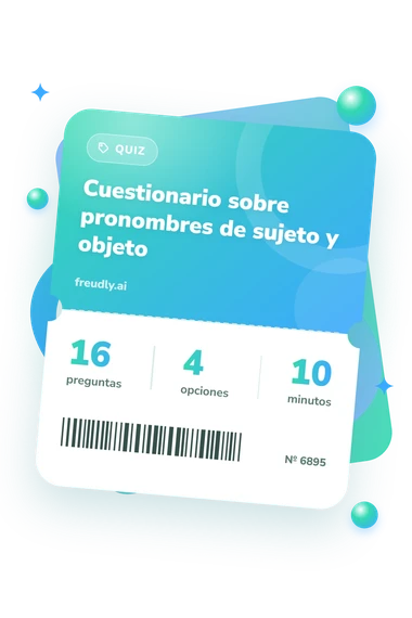 Test cuestionario sobre pronombres: preguntas, opciones y minutos Test cuestionario sobre pronombres: billete del test