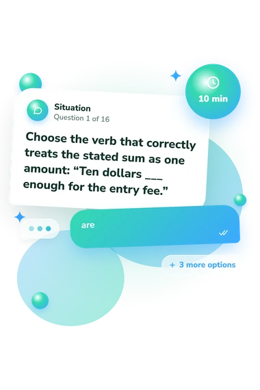 Subject Verb Agreement Quiz: what would you do Subject Verb Agreement Quiz: situation and reply bubbles
