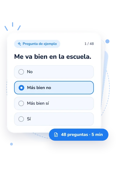 Test cuestionario de bienestar subjetivo: tarjeta con pregunta