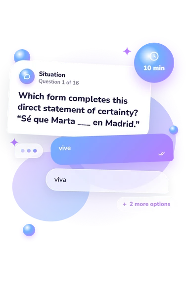 Subjunctive vs Indicative Quiz: what would you do Subjunctive vs Indicative Quiz: situation and reply bubbles