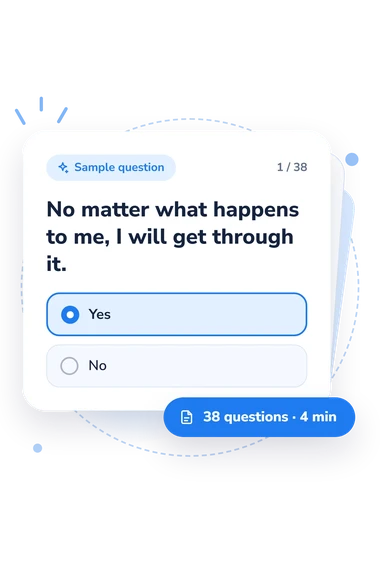 Suicidal Ideation Test: answers to choose from Suicidal Ideation Test: sample question card
