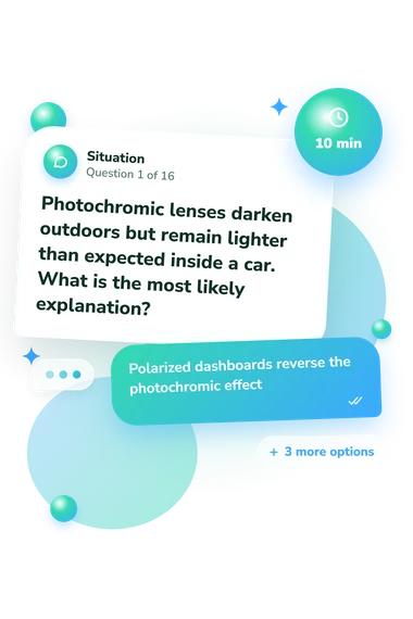 Sunglasses Quiz: situation and reply bubbles