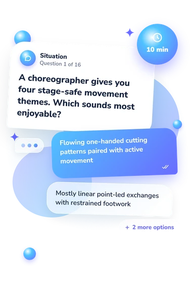 Sword Quiz: situation and reply bubbles