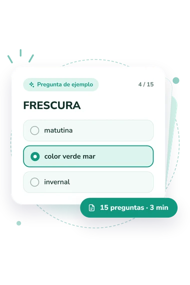 Test método Sinestesia: pregunta y respuestas Test método Sinestesia: tarjeta con pregunta