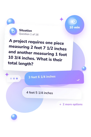 Tape Measure Quiz: situation and reply bubbles