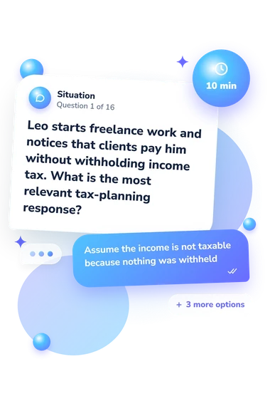Tax Quiz: situation and reply bubbles
