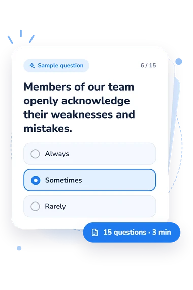 Team Assessment Test: sample question card