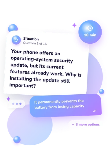 Technology Quiz: situation and reply bubbles
