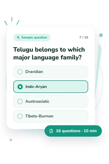 Telugu Quiz: answers to choose from Telugu Quiz: sample question card