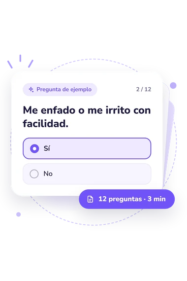 Test tendencia a la excitabilidad: pregunta y respuestas Test tendencia a la excitabilidad: tarjeta con pregunta