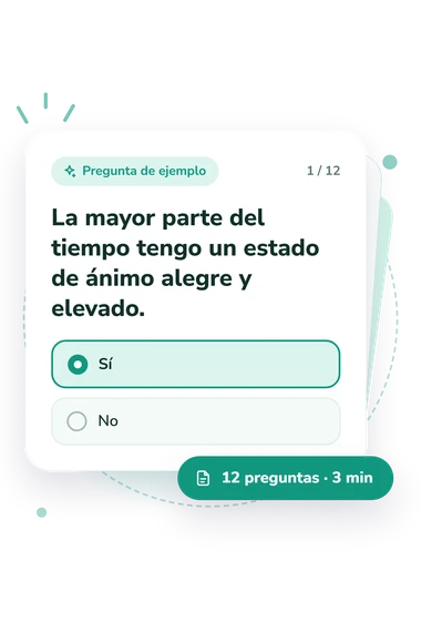 Test tendencia a la hipertimia: tarjeta con pregunta
