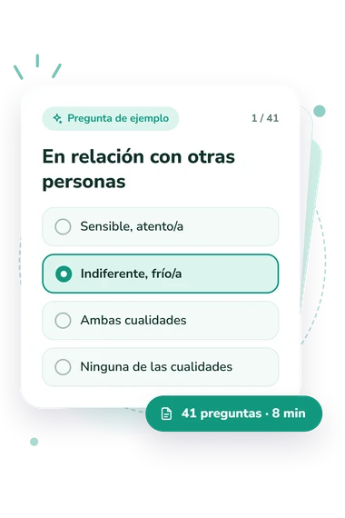Test para determinar el tipo: pregunta y respuestas Test para determinar el tipo: tarjeta con pregunta
