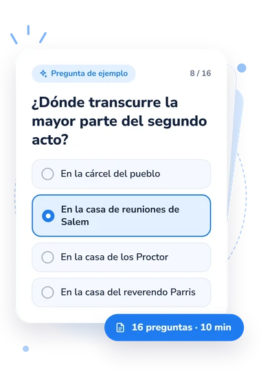 Test cuestionario sobre el segundo: tarjeta con pregunta