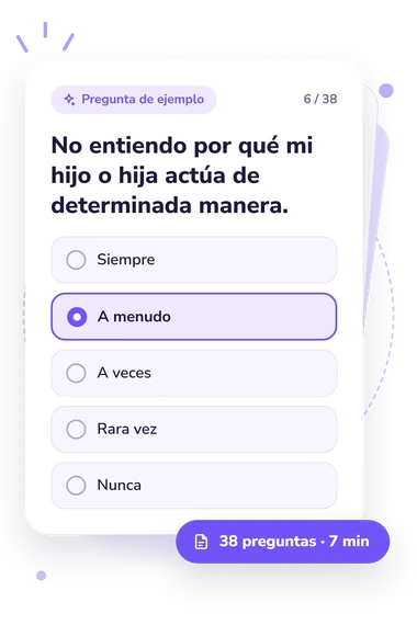 Test nivel de apego seguro: pregunta y respuestas Test nivel de apego seguro: tarjeta con pregunta