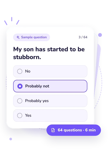 Three-Year Crisis Symptom Severity: answers to choose from Three-Year Crisis Symptom Severity Questionnaire: sample question card