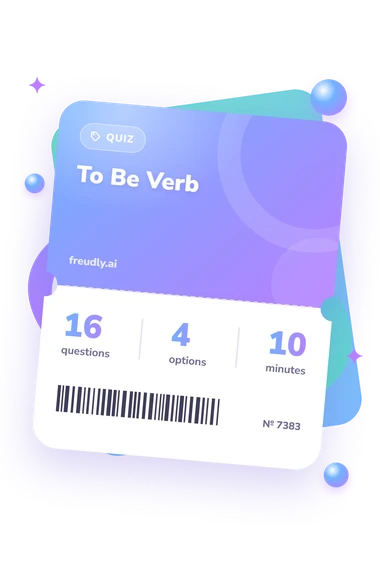 To Be Verb Quiz: questions, options and minutes To Be Verb Quiz: test ticket with numbers