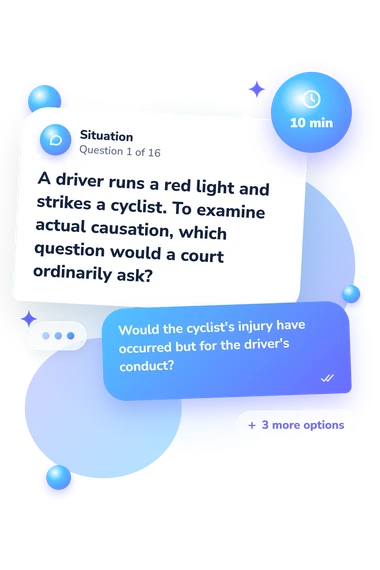 Tort Law Quiz: situation and reply bubbles