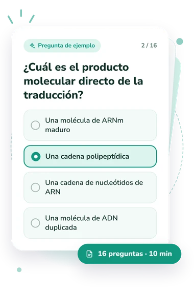 Test cuestionario sobre transcripción: pregunta y respuestas Test cuestionario sobre transcripción: tarjeta con pregunta