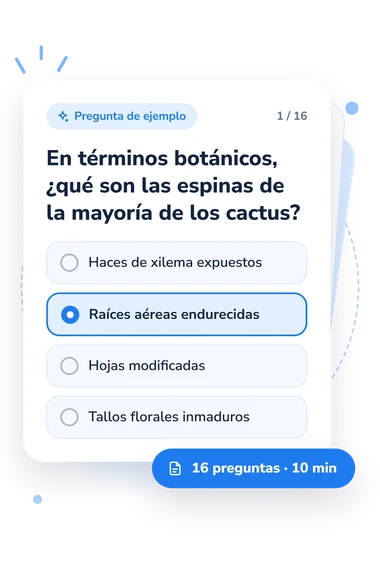 Prueba el cuestionario de botánica: pregunta y respuestas Prueba el cuestionario de botánica: tarjeta con pregunta