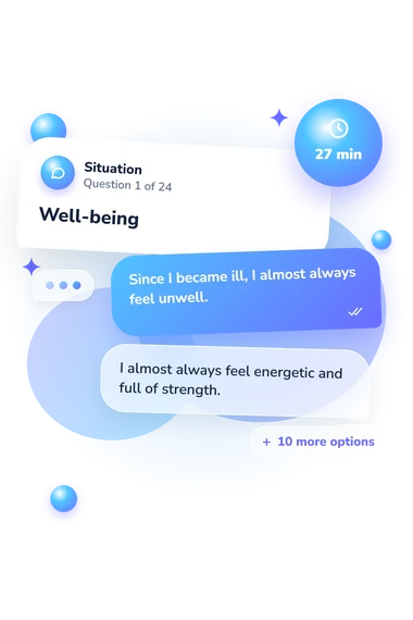 Attitudes Toward Illness Questionnaire: what would you do Attitudes Toward Illness Questionnaire: situation and reply bubbles