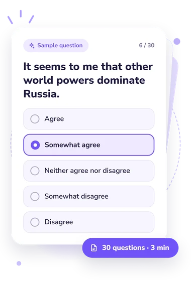 Civic Identity Types Test: sample question card