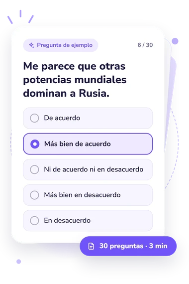 Test tipos de identidad civil: tarjeta con pregunta