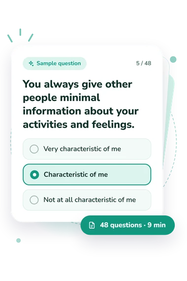 Types of Lies Questionnaire Test: sample question card