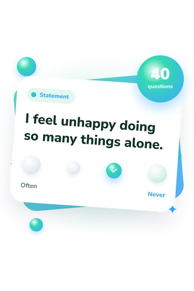 UCLA Loneliness Scale (UCLA): from disagree to agree UCLA Loneliness Scale (UCLA) Test: agreement scale card
