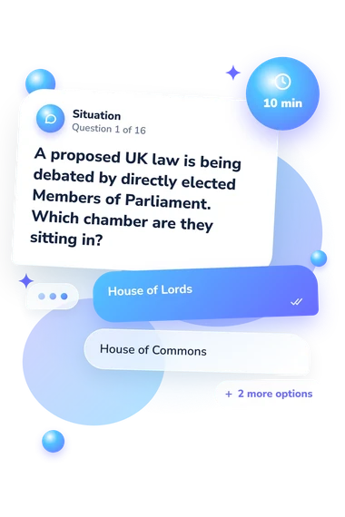 UK General Knowledge Quiz: what would you do UK General Knowledge Quiz: situation and reply bubbles