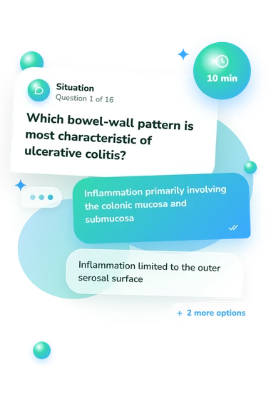 Ulcerative Colitis Quiz: situation and reply bubbles