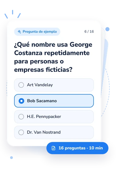 Quiz definitivo de Seinfeld: tarjeta con pregunta