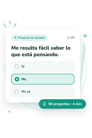 Test comprensión, atracción emocional, autoridad: pregunta y respuestas Test comprensión, atracción emocional, autoridad: tarjeta con pregunta