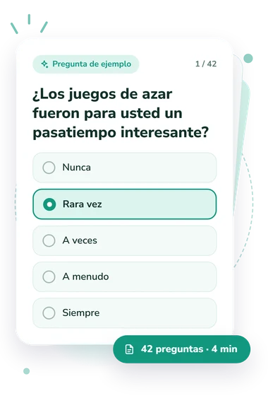 Test cuestionario Victoriano de Juego: tarjeta con pregunta