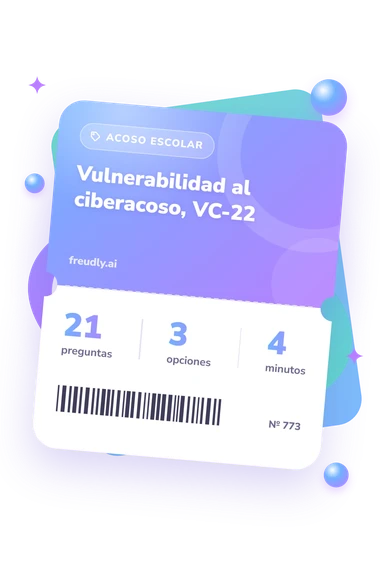 Test vulnerabilidad al ciberacoso: preguntas, opciones y minutos Test vulnerabilidad al ciberacoso, VC-22: billete del test