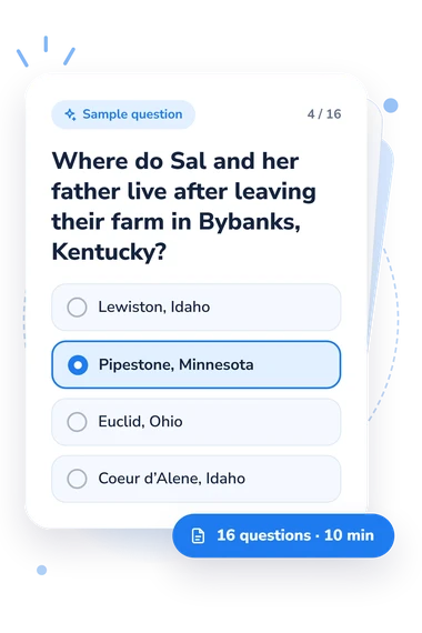 Walk Two Moons Quiz: sample question card