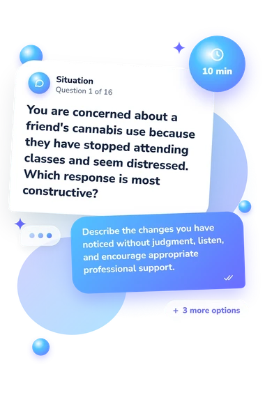 Weed Addiction Quiz: what would you do Weed Addiction Quiz: situation and reply bubbles
