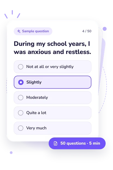 Wender Utah Rating Scale: answers to choose from Wender Utah Rating Scale (WURS): sample question card