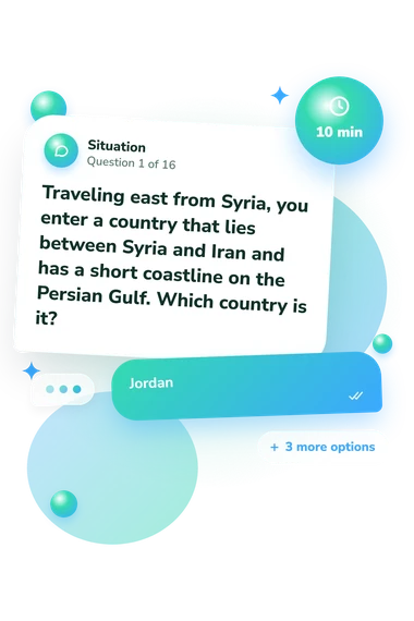 West Asia Map Quiz: situation and reply bubbles