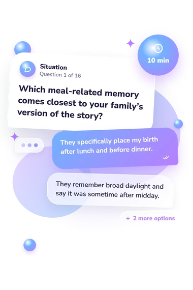 What Time Was I: situation and reply bubbles