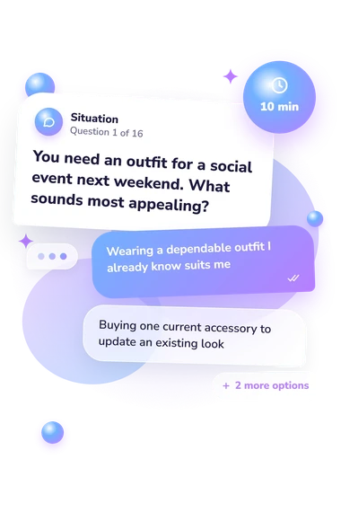 Where Should I Shop: situation and reply bubbles