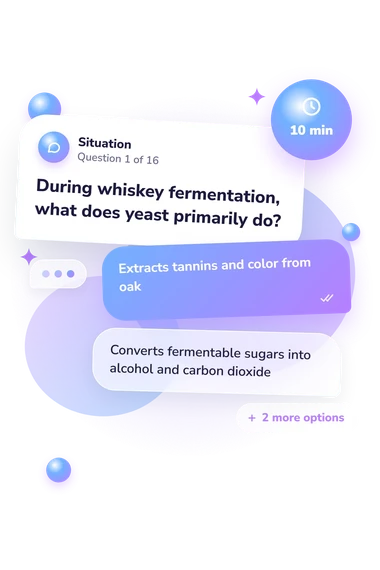 Whiskey Quiz: situation and reply bubbles