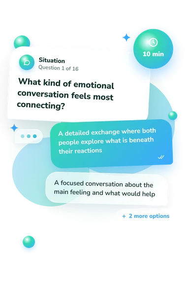 Who Am I Compatible: situation and reply bubbles